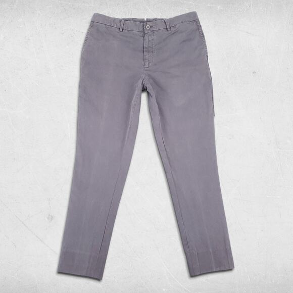 Lanvin Homme Pintuck Chino Pants Mens 34 Gray V-Notch Comfort Waist Italy Made - Picture 1 of 14